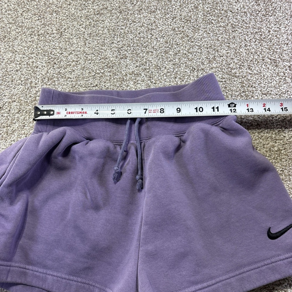 Nike Sweat Shorts Womens XS Purple Fleece 3 Inseam High Rise Drawstring Athletic - Picture 3 of 6